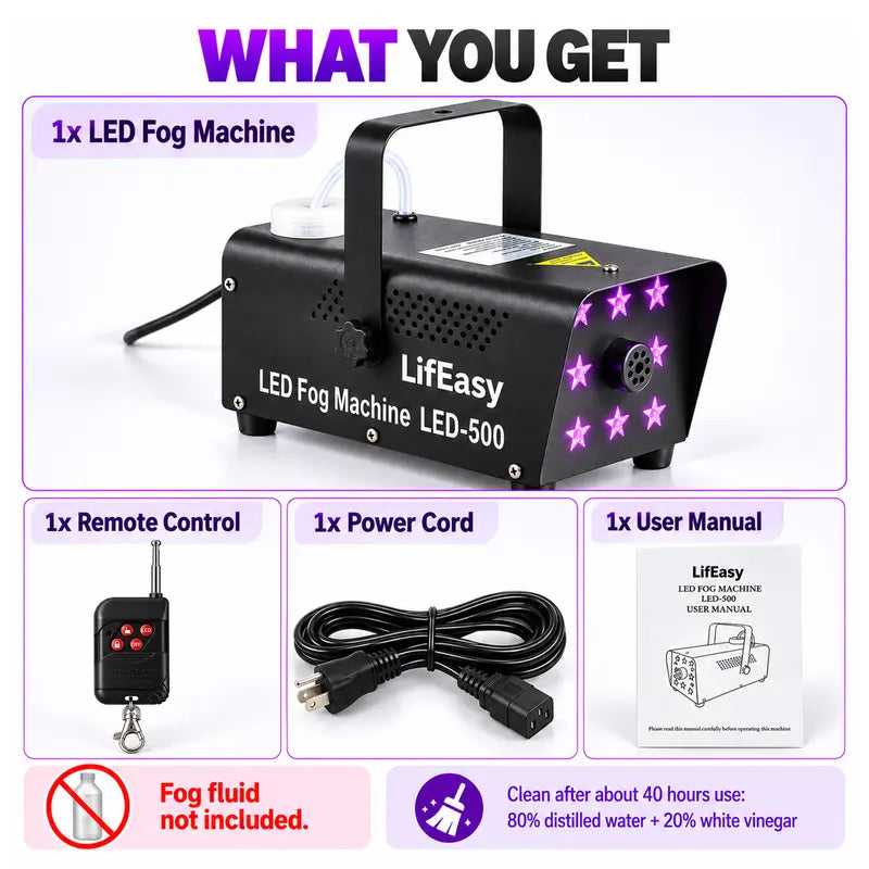 LifEasy LED-500 Fog Machine with Remote Control